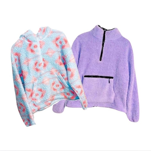 PacSun Tops - PacSun Sheree Sherpa & No Boundries Purple Sherpa half zip bundle 🩵💜💕